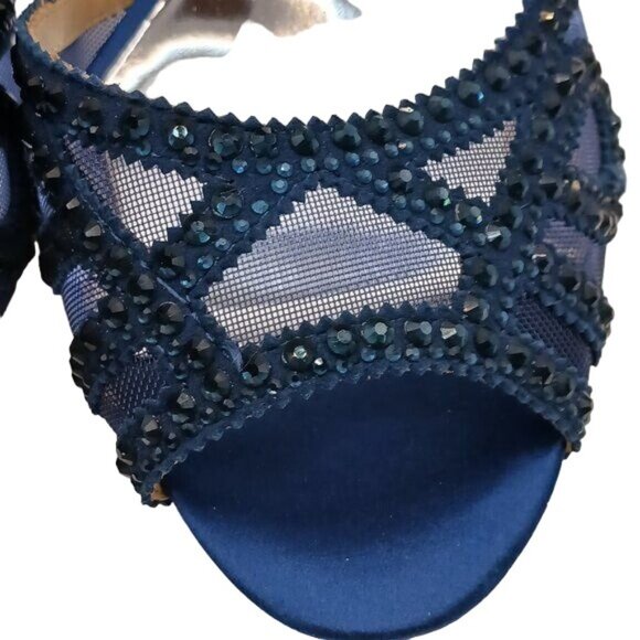 NEW Badgley Mischka Marla Blue Satin Beaded‎ Embellished Heels Size 8.5 - Picture 11 of 14